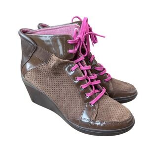 Tsubo Women's 9 Y2K Brown Suede Leather Wedge Sneaker Boot Eclectic Street Style